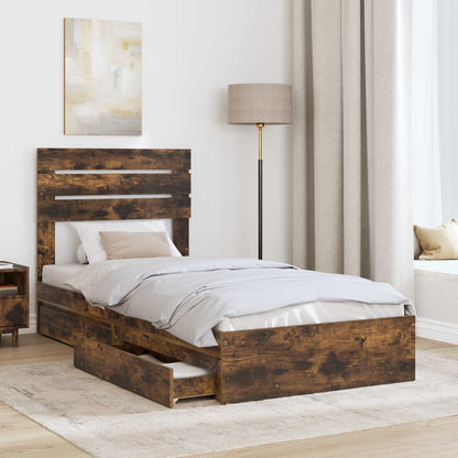 Letto con Contenitore Rovere fumÃ© 90 x 200 cm Legno multistrato