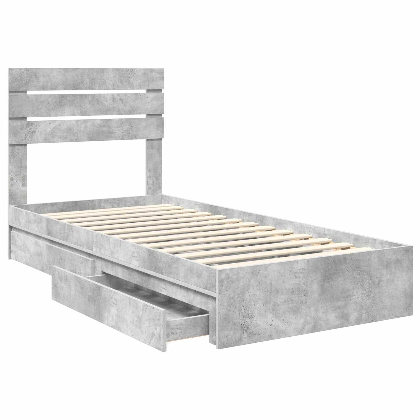 Letto con Contenitore con testiera Grigio cemento 90 x 190 cm