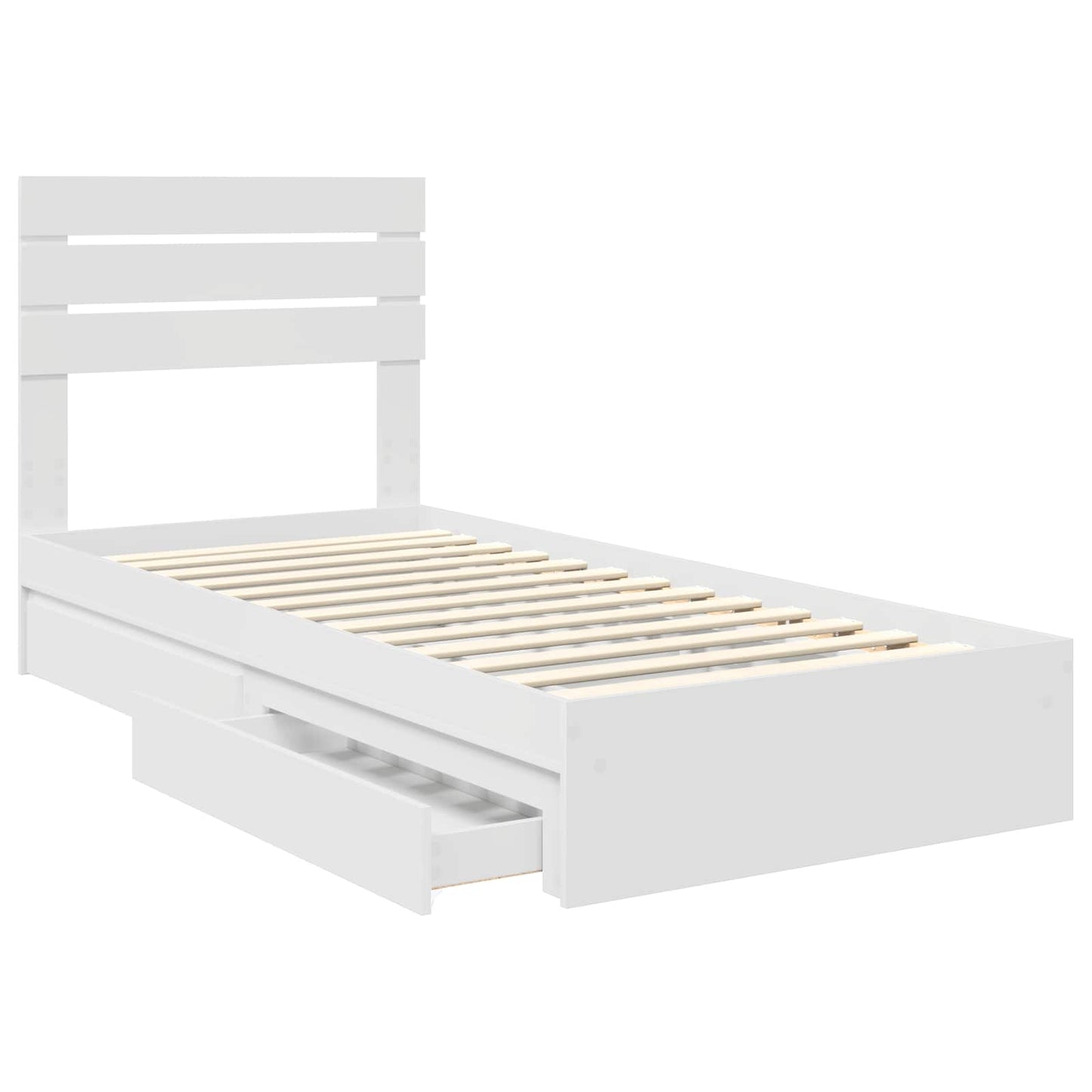 Letto con Contenitore Bianco 75 x 190 cm Legno multistrato