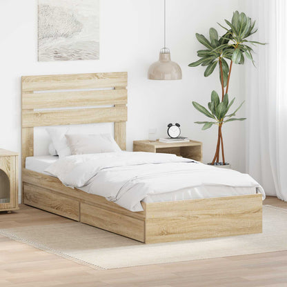 Letto con Contenitore con testiera Rovere Sonoma 75 x 190 cm
