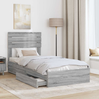 Letto con Contenitore con testiera Grigio Sonoma 75 x 190 cm