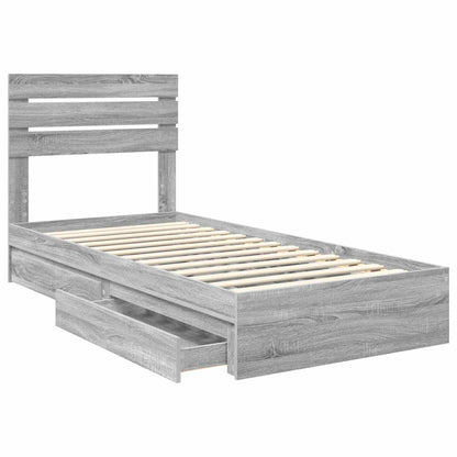 Letto con Contenitore con testiera Grigio Sonoma 75 x 190 cm