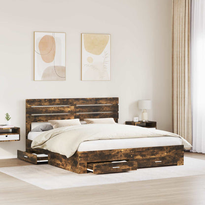 Struttura del letto Rovere fumÃ© 200 x 200 cm Legno multistrato