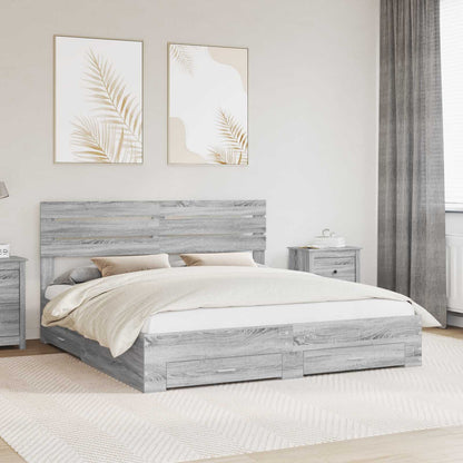 Struttura del letto con testiera Grigio Sonoma 200 x 200 cm