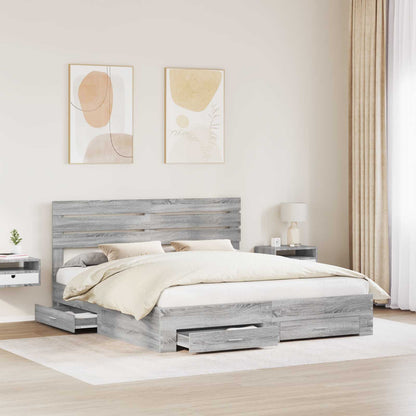Struttura del letto con testiera Grigio Sonoma 200 x 200 cm