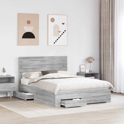 Struttura del letto con testiera Grigio Sonoma 140 x 200 cm
