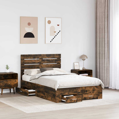 Struttura del letto Rovere fumÃ© 135 x 190 cm Legno multistrato