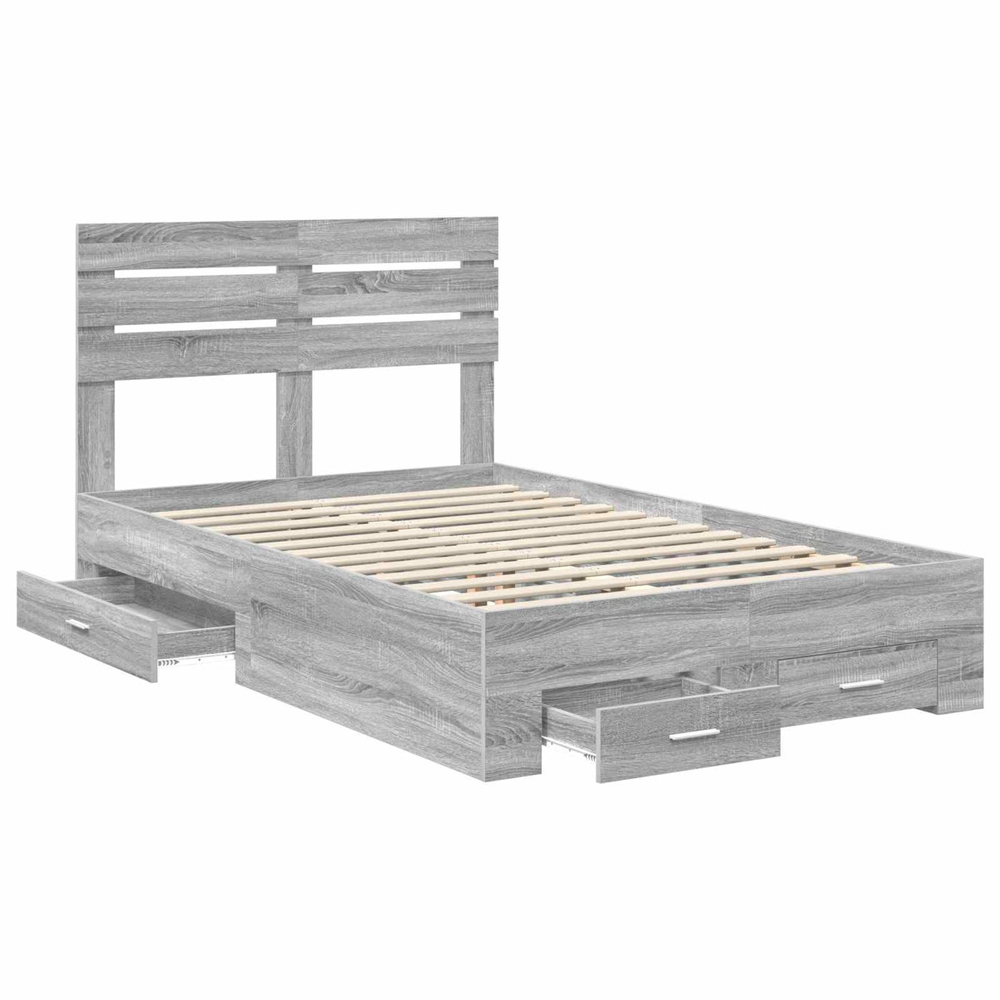Struttura del letto con testiera Grigio Sonoma 135 x 190 cm