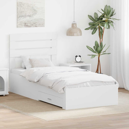 Struttura del letto con cassetto Bianco e Argento 75 x 190 cm