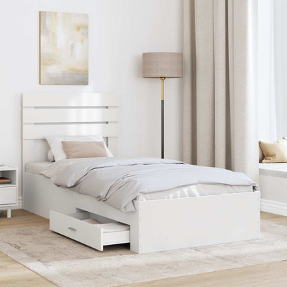Struttura del letto con cassetto Bianco e Argento 75 x 190 cm