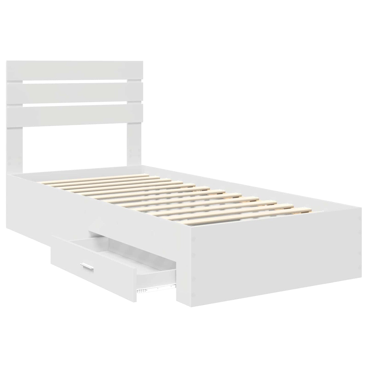 Struttura del letto con cassetto Bianco e Argento 75 x 190 cm