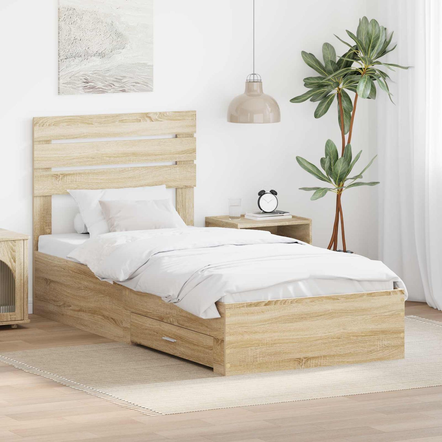 Struttura del letto Rovere Sonoma e Argento 75 x 190 cm