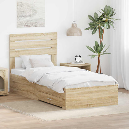 Struttura del letto Rovere Sonoma e Argento 75 x 190 cm