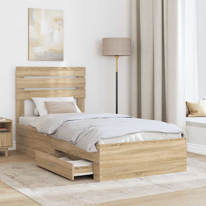 Struttura del letto Rovere Sonoma e Argento 75 x 190 cm