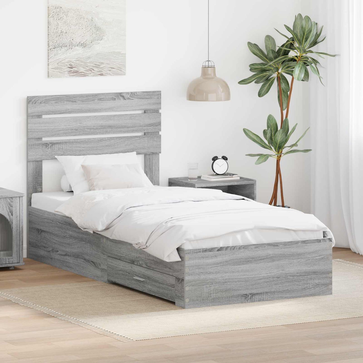 Struttura del letto Grigio Sonoma e Argento 75 x 190 cm
