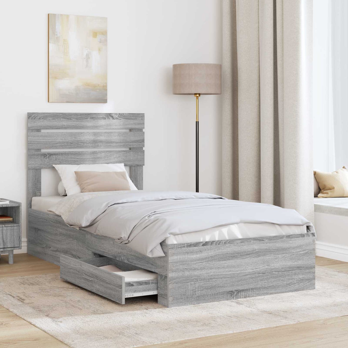 Struttura del letto Grigio Sonoma e Argento 75 x 190 cm