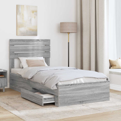 Struttura del letto Grigio Sonoma e Argento 75 x 190 cm