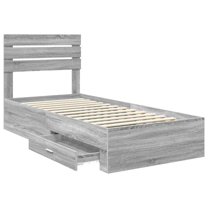 Struttura del letto Grigio Sonoma e Argento 75 x 190 cm