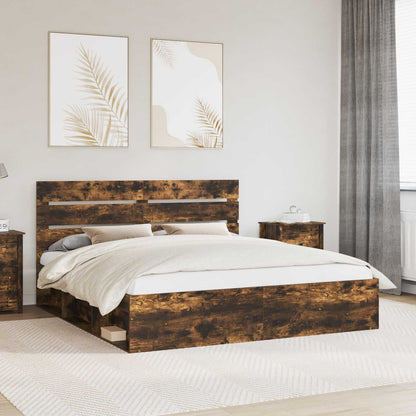 Struttura del letto Rovere fumÃ© 200 x 200 cm Pino massello