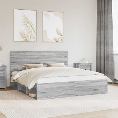 Struttura del letto Grigio Sonoma 200 x 200 cm Pino massello