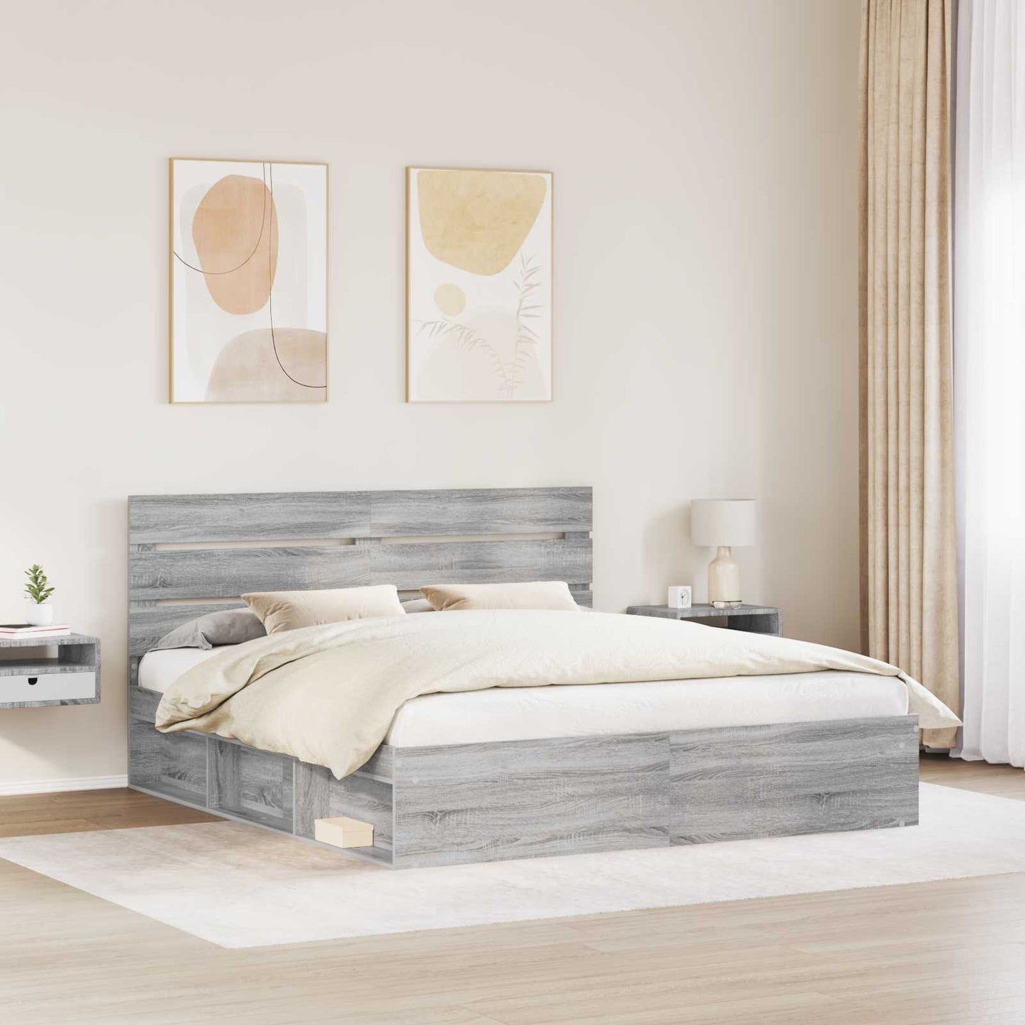 Struttura del letto Grigio Sonoma 200 x 200 cm Pino massello