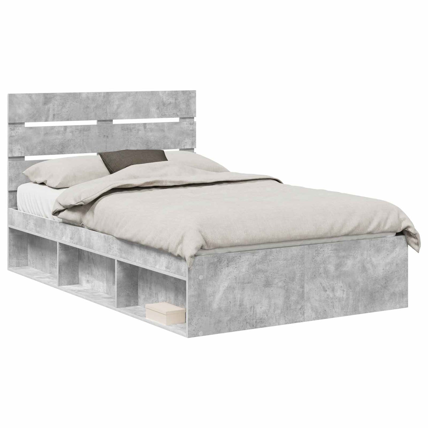 Struttura del letto Grigio ConcretÃ¨ 135 x 190 cm Pino massello