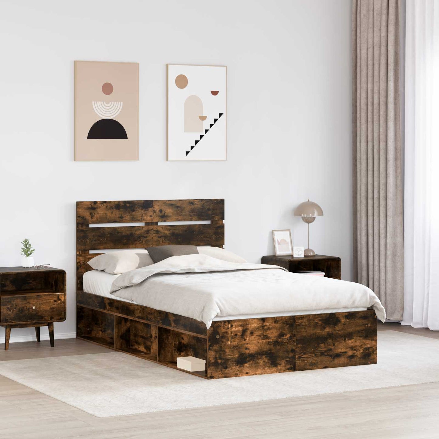Struttura del letto Rovere fumÃ© 120 x 200 cm Pino massello