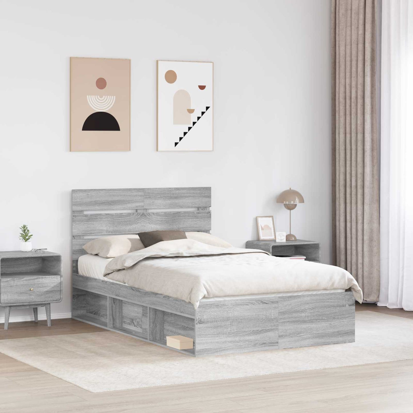 Struttura del letto Grigio Sonoma 120 x 200 cm Pino massello