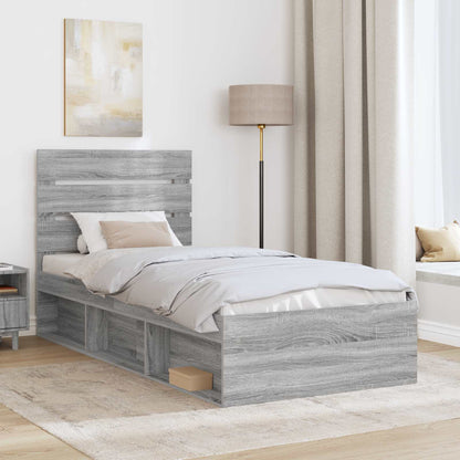 Struttura del letto Grigio Sonoma 100 x 200 cm Pino massello