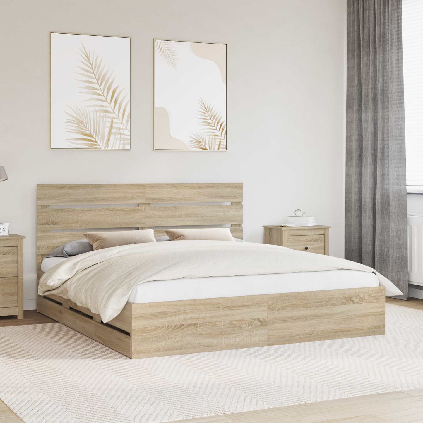 Struttura del letto con cassetto Rovere Sonoma 200 x 200 cm