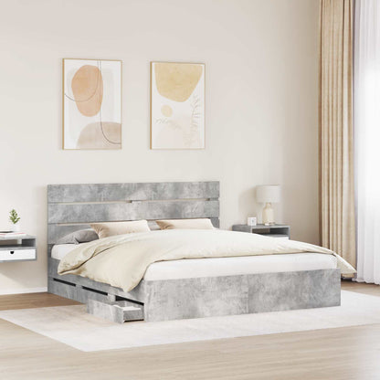 Struttura del letto con cassetto Grigio cemento 200 x 200 cm