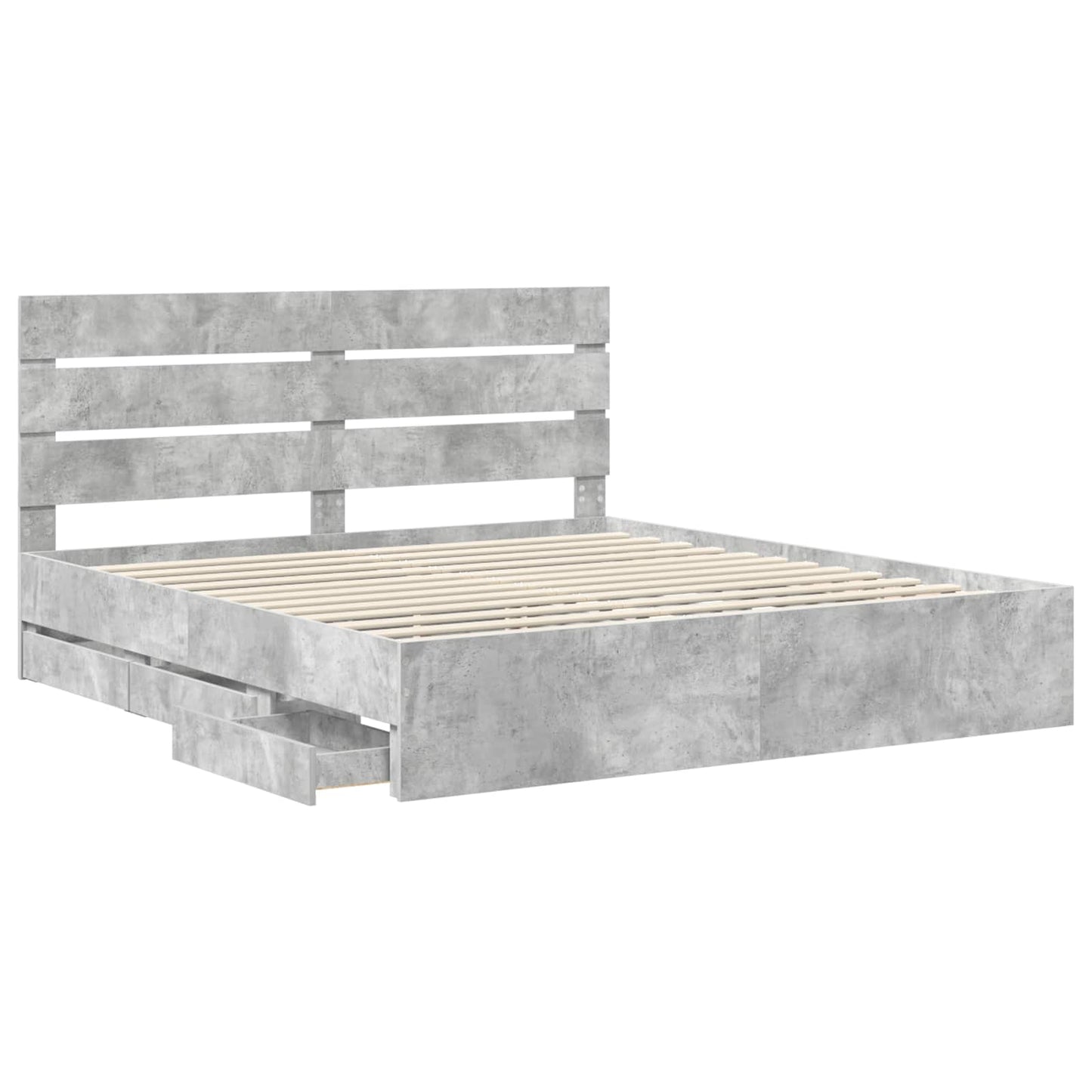 Struttura del letto con cassetto Grigio cemento 200 x 200 cm