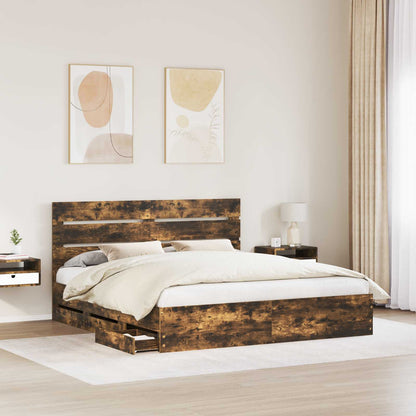 Struttura del letto con cassetto Rovere fumÃ© 200 x 200 cm