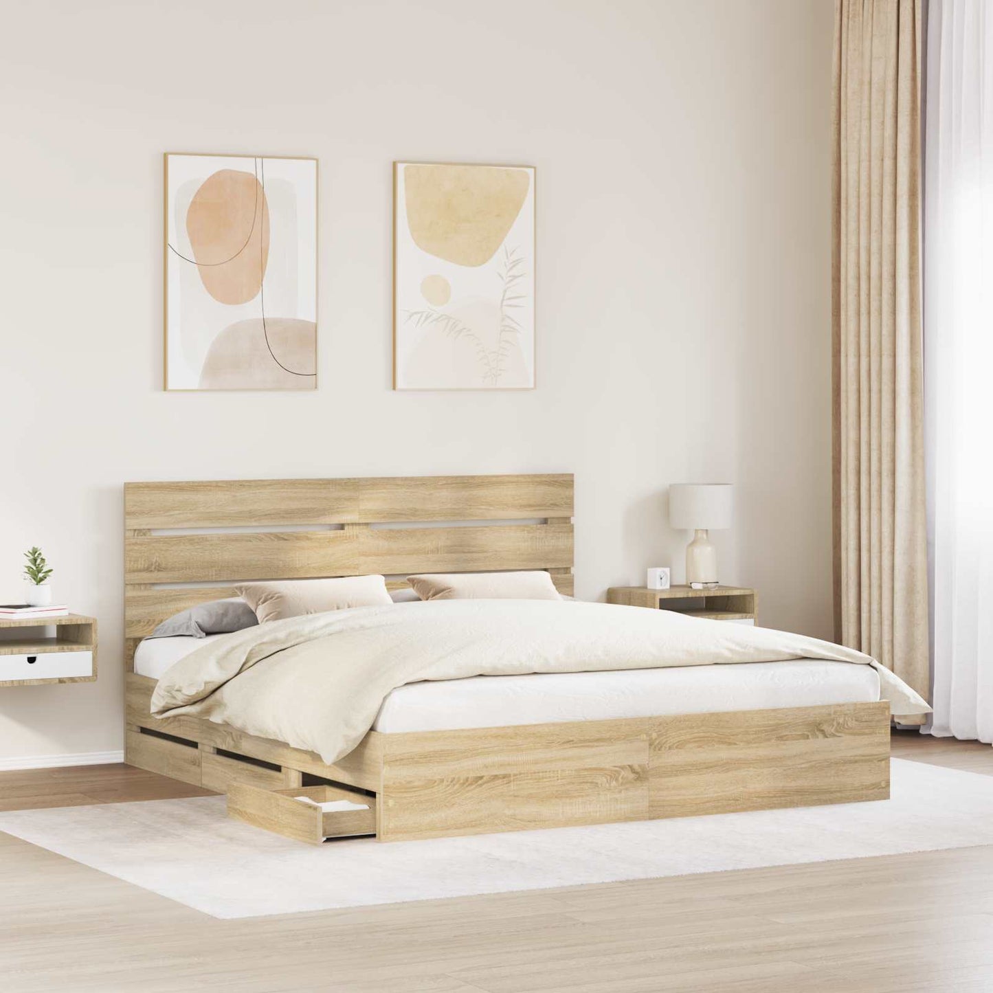Struttura del letto con cassetto Rovere Sonoma 180 x 200 cm