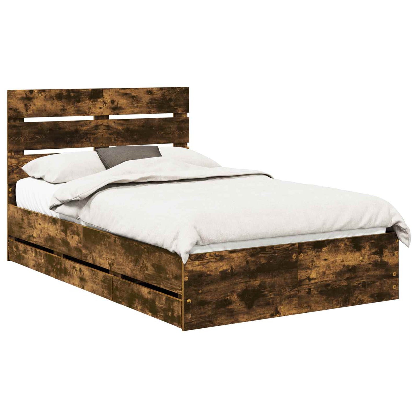 Struttura del letto con cassetto Rovere fumÃ© 135 x 190 cm