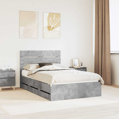 Struttura del letto con cassetto Grigio cemento 120 x 190 cm