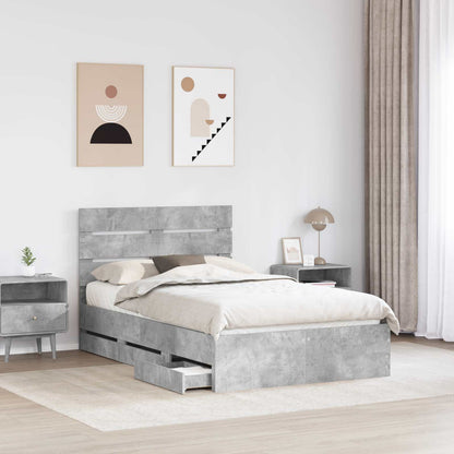 Struttura del letto con cassetto Grigio cemento 120 x 190 cm