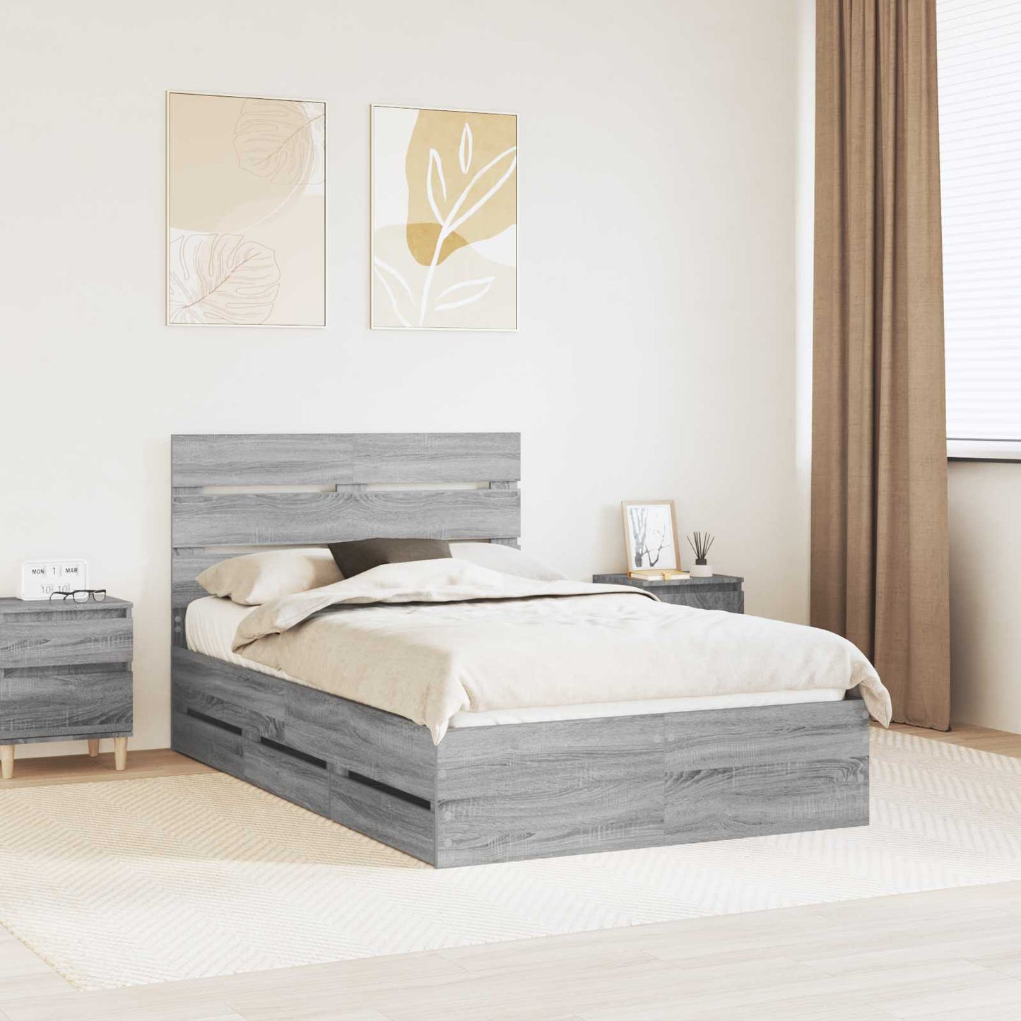 Struttura del letto con cassetto Grigio Sonoma 120 x 190 cm