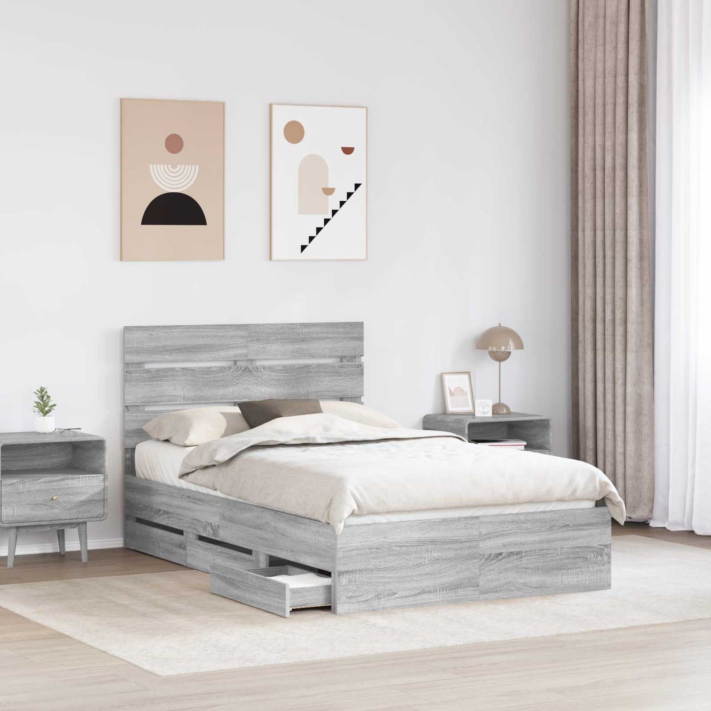Struttura del letto con cassetto Grigio Sonoma 120 x 190 cm