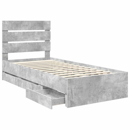 Struttura del letto con cassetto Grigio cemento 100 x 200 cm
