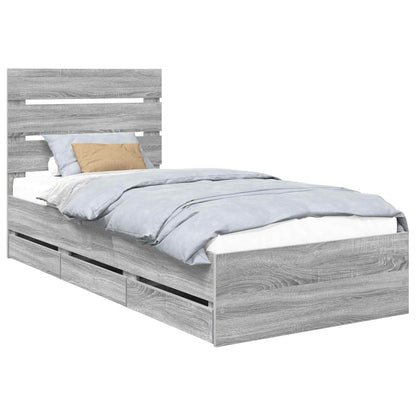 Struttura del letto con cassetto Grigio Sonoma 100 x 200 cm