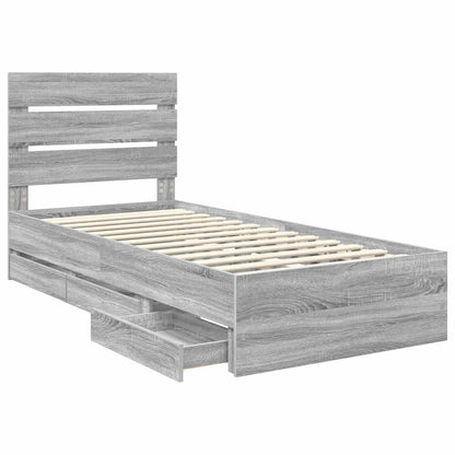 Struttura del letto con cassetto Grigio Sonoma 100 x 200 cm