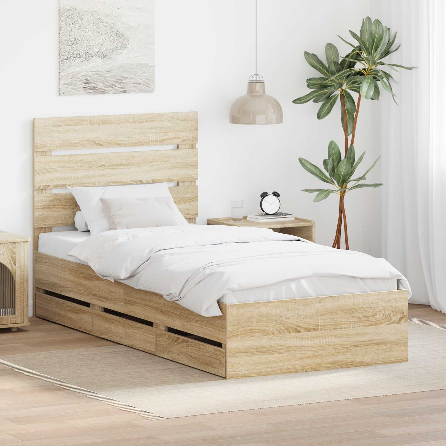 Struttura del letto con cassetto Rovere Sonoma 90 x 190 cm