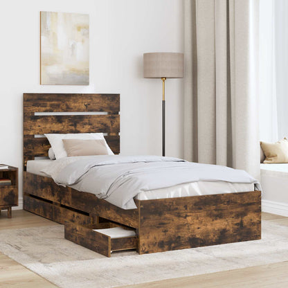 Struttura del letto con cassetto Rovere fumÃ© 90 x 190 cm