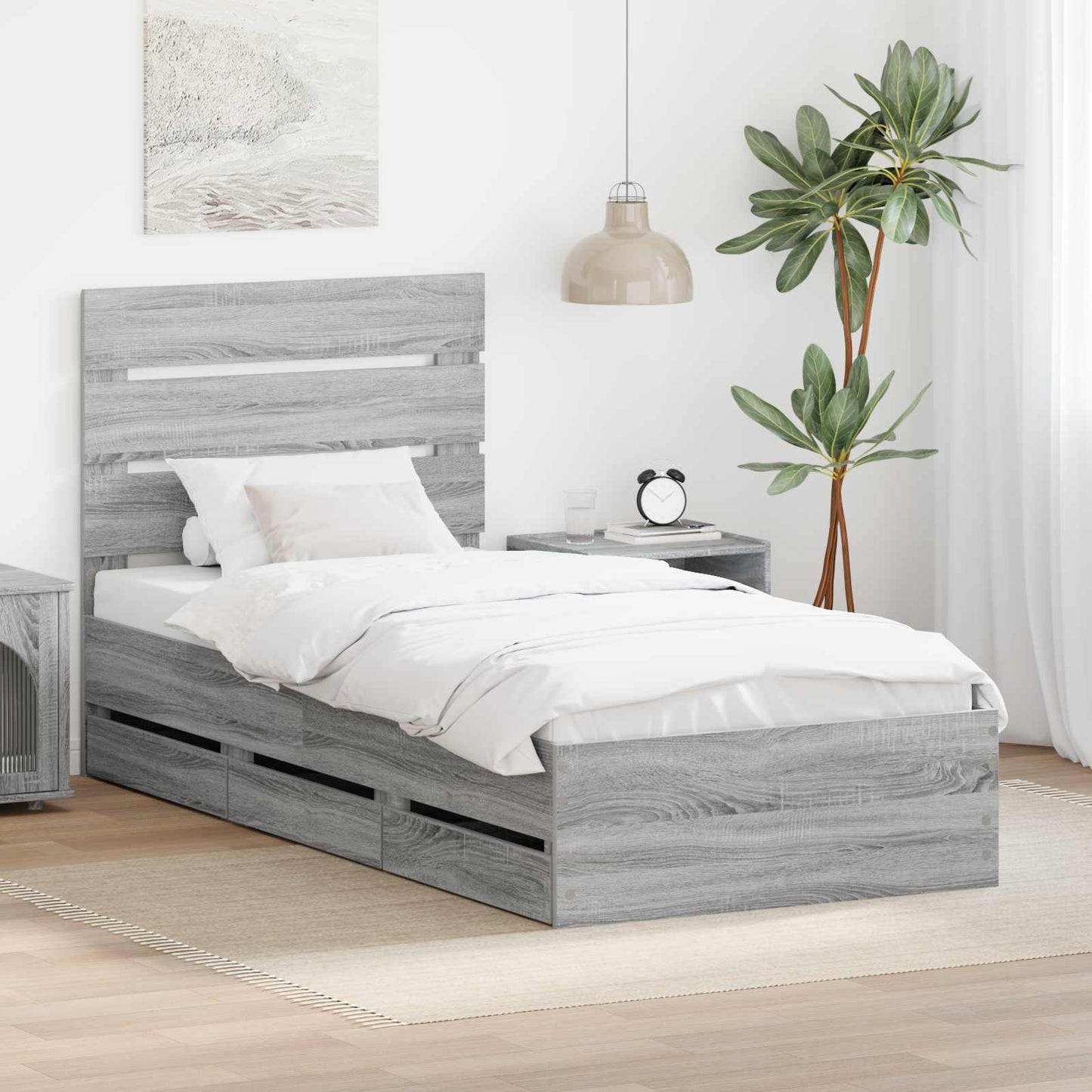 Struttura del letto con cassetto Grigio Sonoma 90 x 190 cm