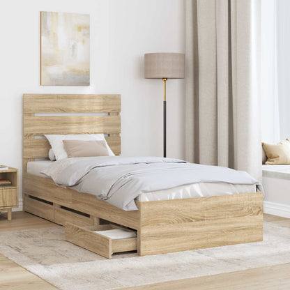 Struttura del letto con cassetto Rovere Sonoma 90 x 200 cm