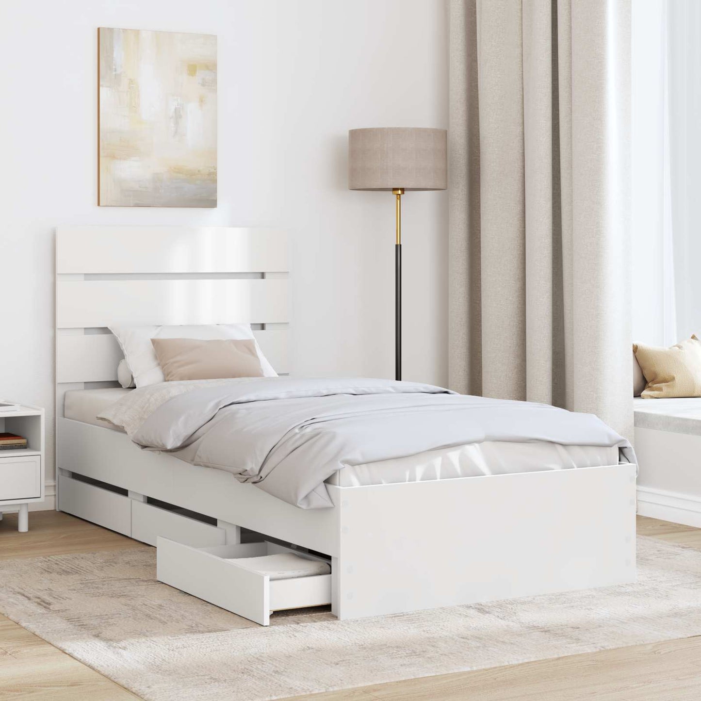 Struttura del letto Bianco 75 x 190 cm Legno Ingegnerizzato