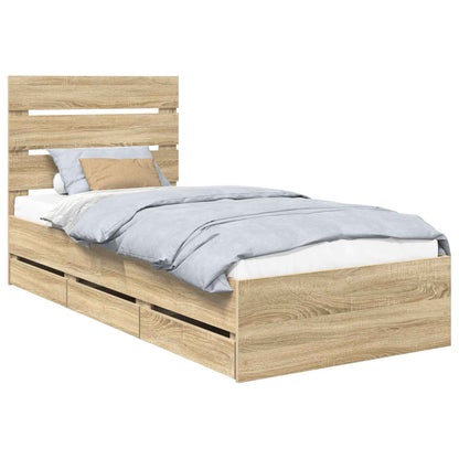 Struttura del letto con cassetto Rovere Sonoma 75 x 190 cm