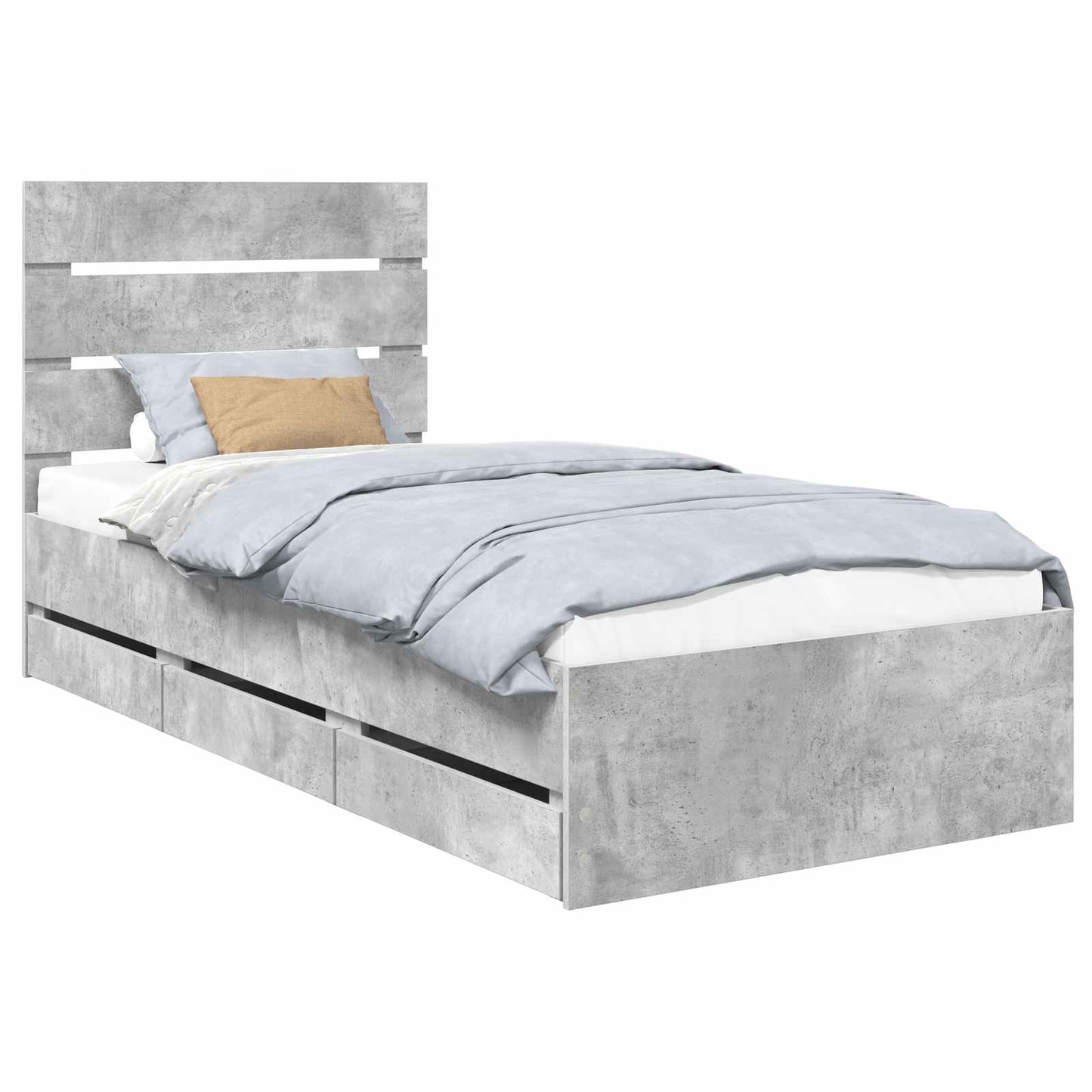 Struttura del letto con cassetto Grigio cemento 75 x 190 cm
