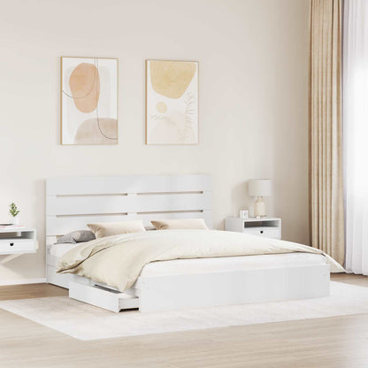 Letto con Contenitore Bianco 200 x 200 cm Legno multistrato